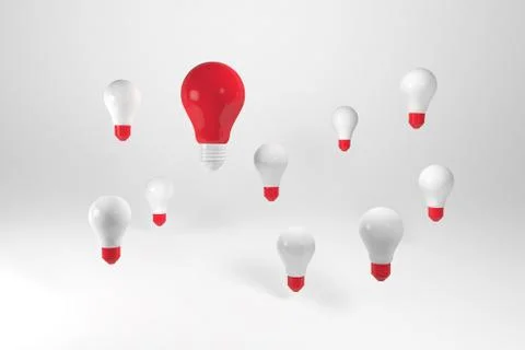 3D render Group of light bulbs. Having a great idea concept Stock Illustration