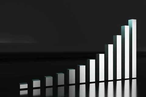 3D render of a growing business chart Stock Illustration