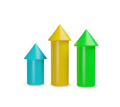 3d render growth progress arrows Stock Illustration