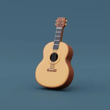 3d render of guitar isolated on blue background,Camping equipment,holiday vac Stock Illustration
