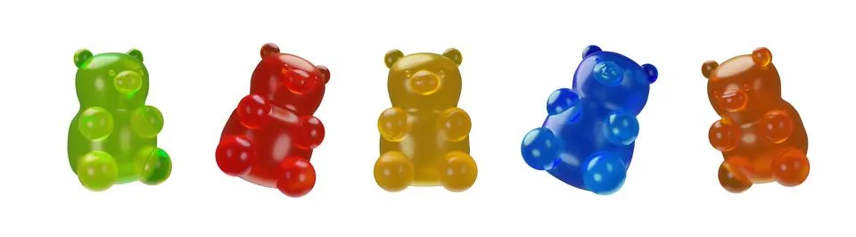 3D render gummy bear in different poses Stock Illustration