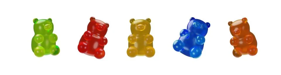 3D render gummy bear in different poses Stock Illustration