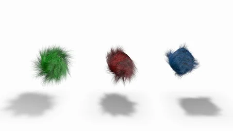 3D render. Hairy balls dancing in the air Stock Footage 115130840
