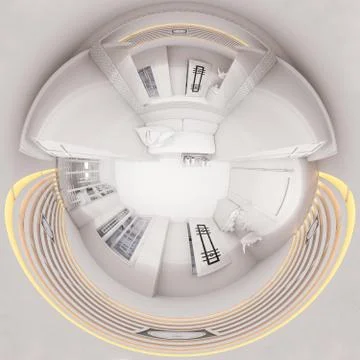 3d render hall interior design in classic style Stock Illustration