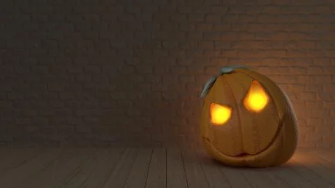 3D render of a Halloween background with cute pumpkins Illustrazione stock