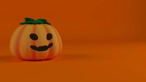 3D render of a Halloween background with cute pumpkins Stock-Illustration