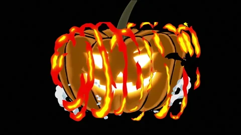 3D render of a Halloween intro with an evil Jack O Lantern Stock Footage 158561027