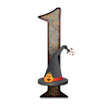 3D render of  halloween numer with hat Stock Illustration