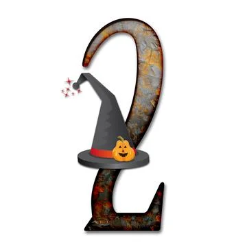 3D render of  halloween numer with hat Illustrazione stock