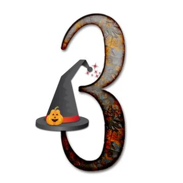 3D render of  halloween numer with hat Stock Illustration