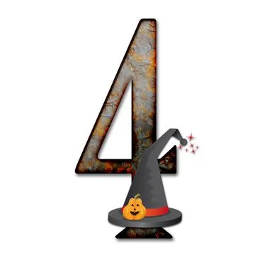 3D render of  halloween numer with hat Stock Illustration