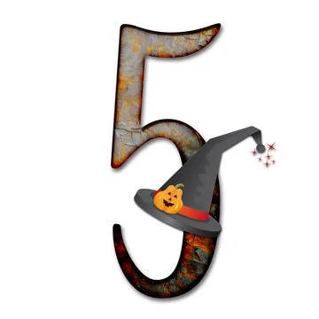 3D render of  halloween numer with hat Stock Illustration