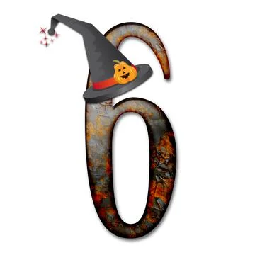 3D render of  halloween numer with hat Stock Illustration