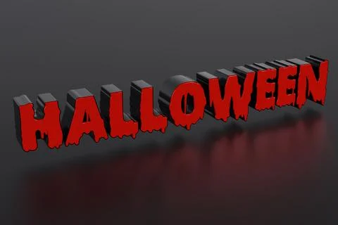 3D Render Halloween text. Horror alphabet letters written blood, scary bleed  Stock Illustration