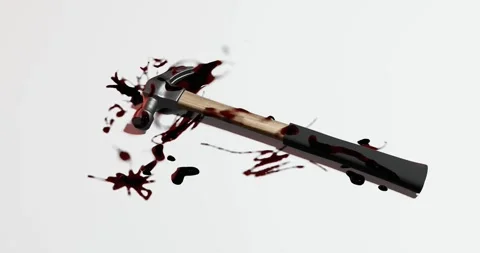 3d render of hammer with blood stain for crime scene or violence concept Stock Footage 270483959