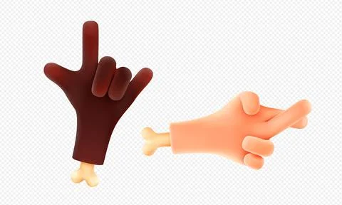 3d render hand gestures black and white palms Stockillustratie