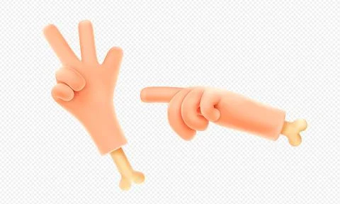 3d render hand gestures, palm with bone pointing Stock Illustration