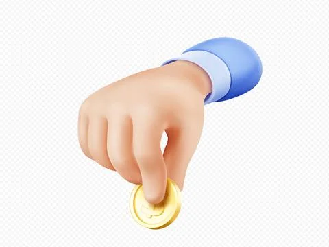 3d render hand give coin, digital business concept Stock Illustration