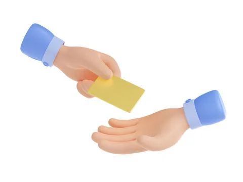 3d render hand giving gold credit card to palm Illustrazione stock