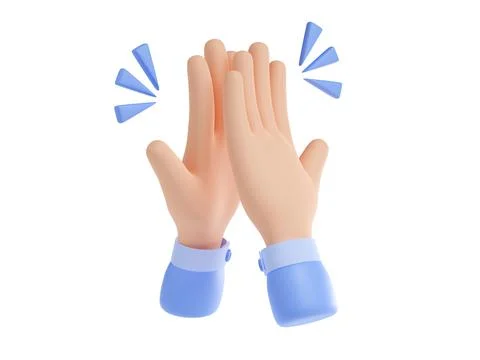 3d render hand high five gesture, team work clap Stock Illustration