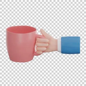 3D render of Hand holding a cup of tea or coffee. Stock Illustration