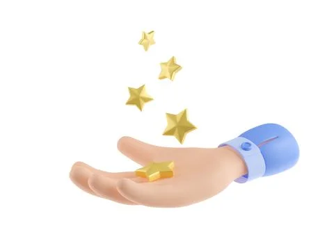 3d render hand holding gold stars business concept Stock Illustration