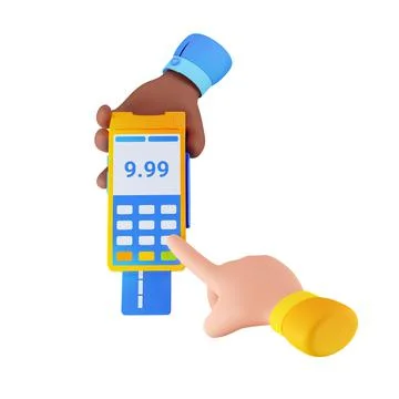 3d render hand insert pin code in pos terminal Stock Illustration