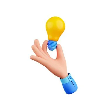3d render hand with light bulb, creative idea Stock Illustration