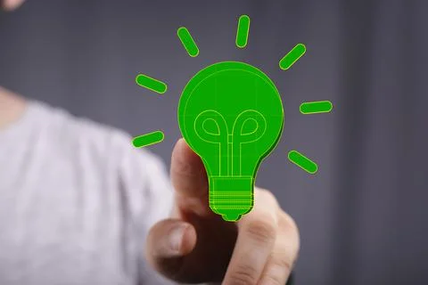 3D render of a hand pointing to the abstract idea icon Stock Photos