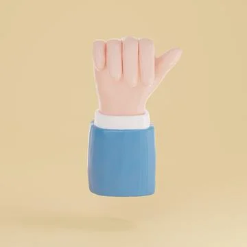 3d render of hand with thumbs up gesture isolated on yellow background. Stock Illustration