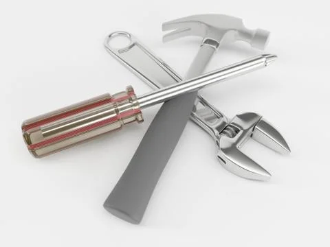 3D Render of Hand Tools Stock Illustration