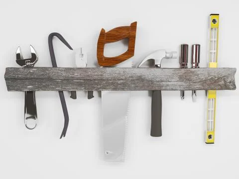 3D Render of Hand Tools Illustrazione stock