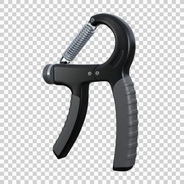 3D render of a handgrip with soft black and grey handles and strong metalli.. Stock Illustration