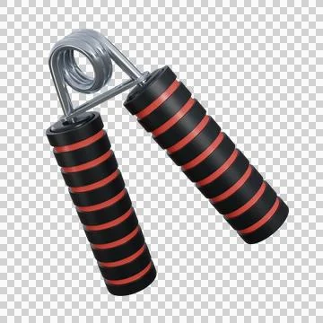 3D render of a handgrip with soft black and red handles and strong metallic.. Stock Illustration