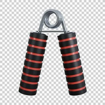 3D render of a handgrip with soft black and red handles and strong metallic.. Stock Illustration