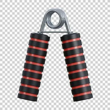 3D render of a handgrip with soft black and red handles and strong metallic.. Stock Illustration