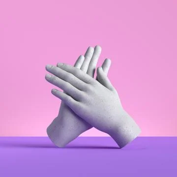 3d render, hands isolated on pink background. Applause gesture Stock Illustration
