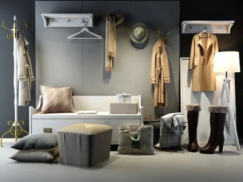 3d render of hanging clothes 스톡 일러스트