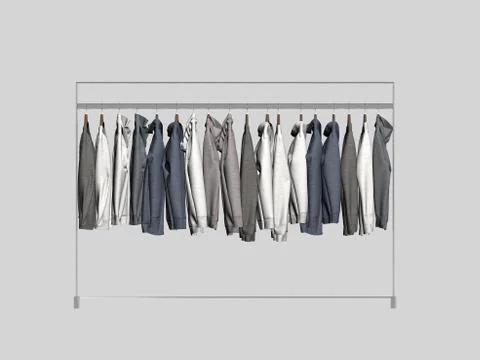 3d render of hanging clothes 스톡 일러스트
