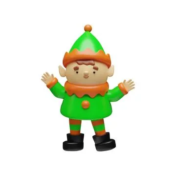 3d render happy elf Stock Illustration