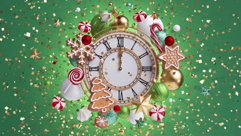 3d render, Happy New Year celebration, midnight salute of sparkling confetti. Stock Footage 136735417