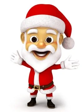 3d render happy Santa open hand Stock Illustration