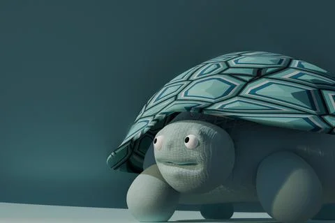 3d render of happy turtle and pastel blues Stock Illustration