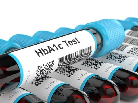 3d render of HbA1c blood tubes over white Stock Illustration