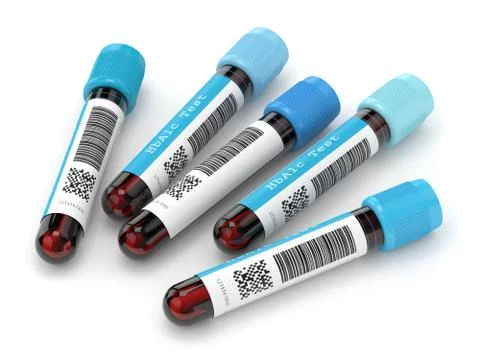 3d render of HbA1c blood tubes over white Illustrazione stock