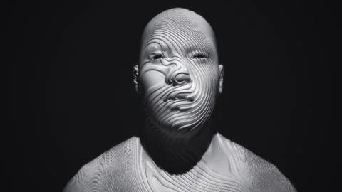 3d render. Head Human shattered portrait Stock Illustration