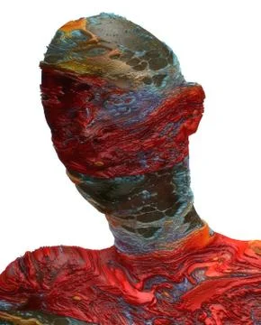 3d render. Head Human shattered portrait Stock Illustration