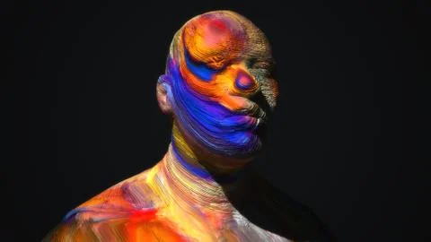 3d render. Head Human shattered portrait Illustrazione stock