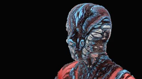 3d render. Head Human shattered portrait Stock Illustration