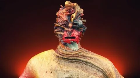 3d render. Head Human shattered portrait Stock Illustration